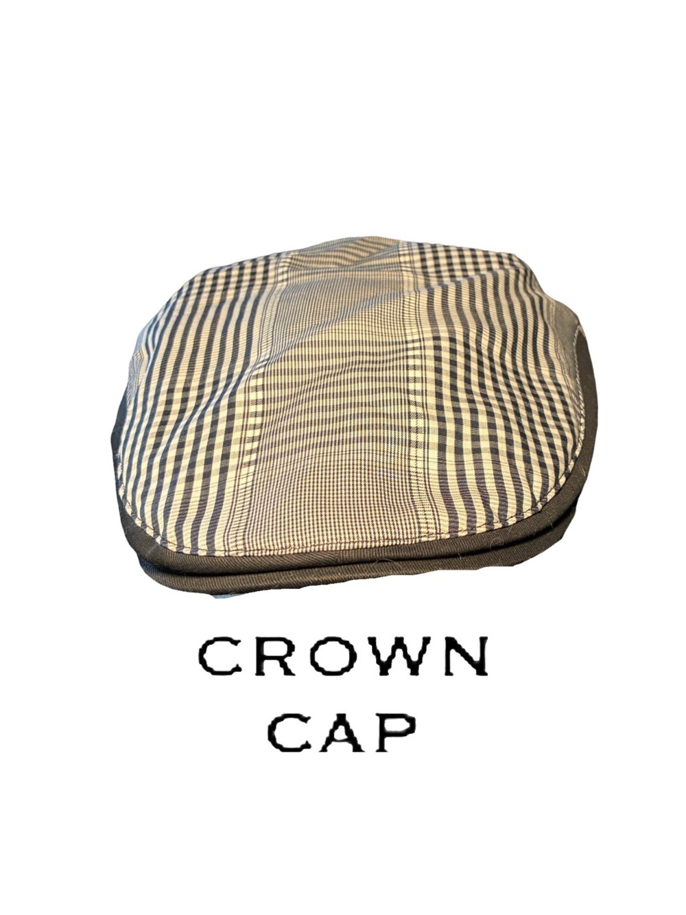 Crown Cap Men’s Black and White Plaid Cotton Flat Cap - NWOT